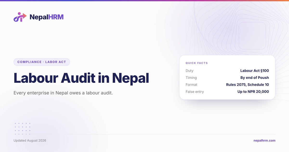 A labour audit report form with thirty numbered compliance rows and a Poush deadline marker