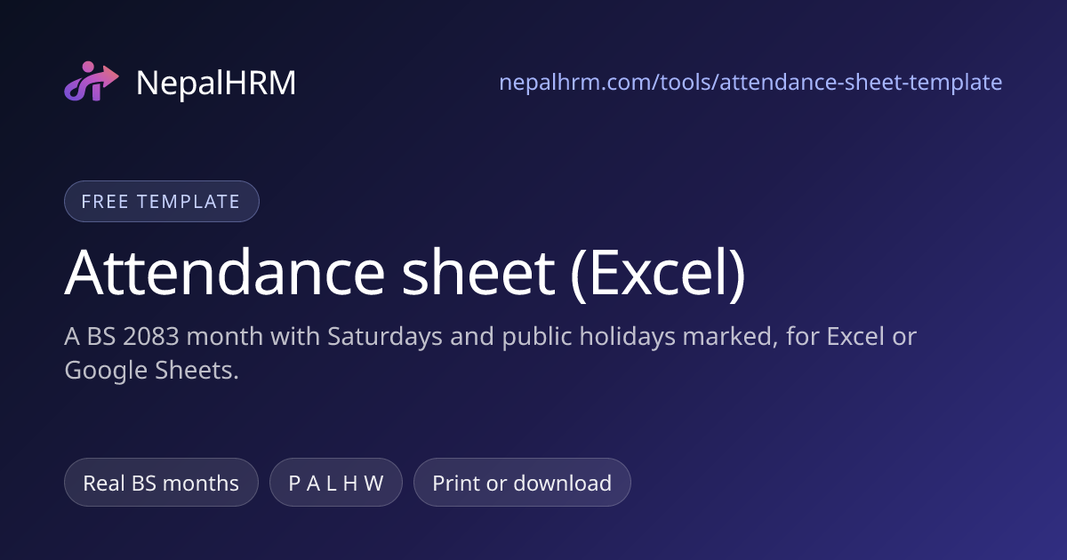 Attendance Sheet Format Nepal: Excel Template | NepalHRM